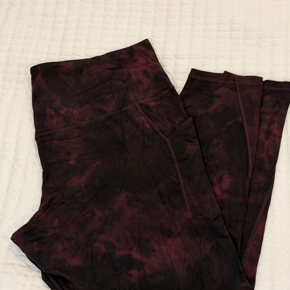 lululemon athletica Black and Red Tie-Dye Leggings size 20
